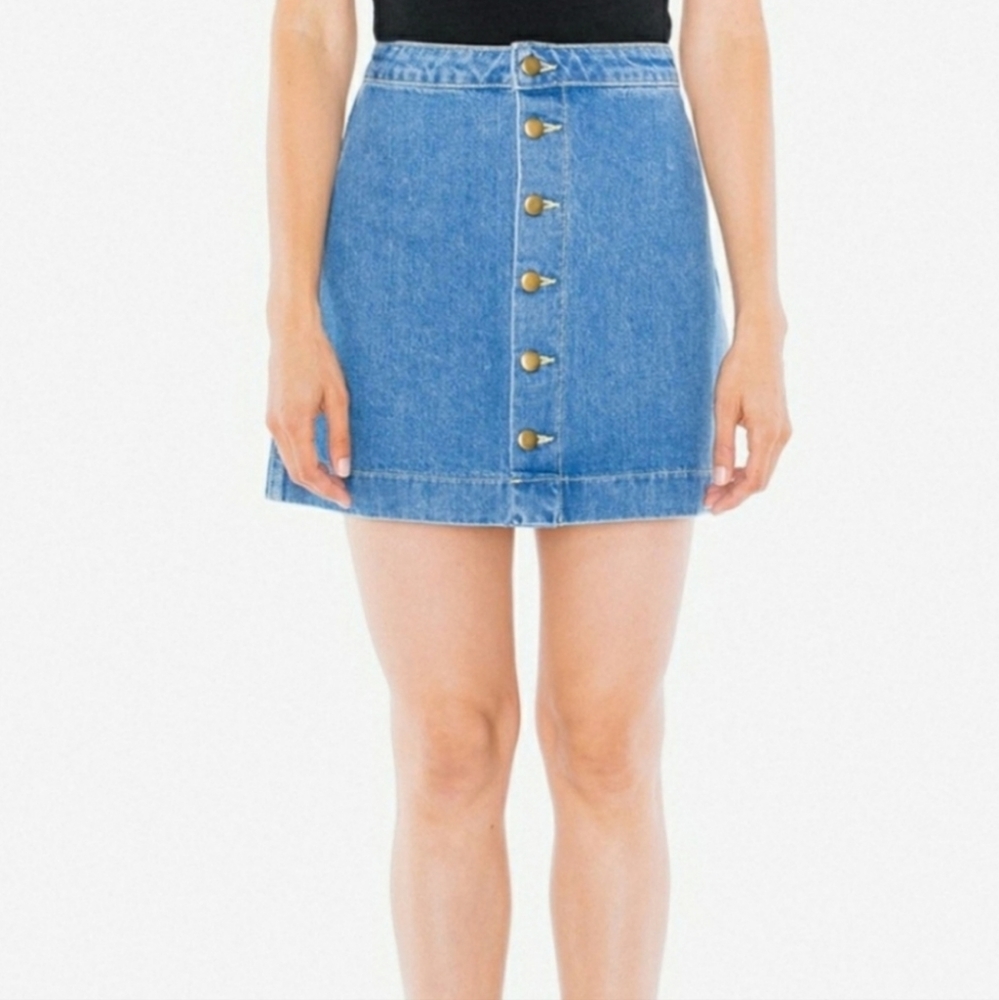 American Apparel Classic Blue Button-Up Mini Skirt